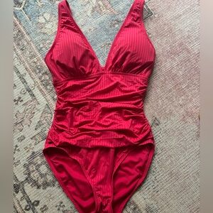 Ellen Tracy Hot Pink One-Piece Swimsuit